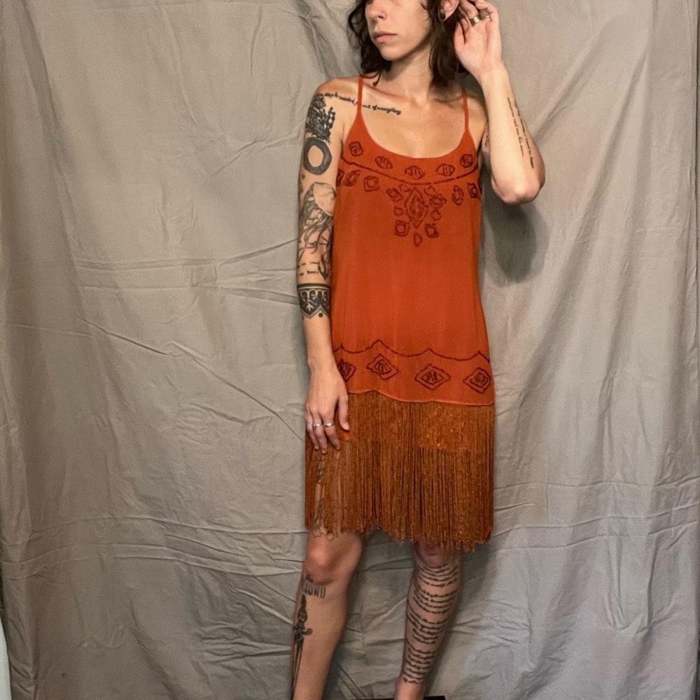 Gimmicks by BKE Beaded, Lace Dress with Fringe
